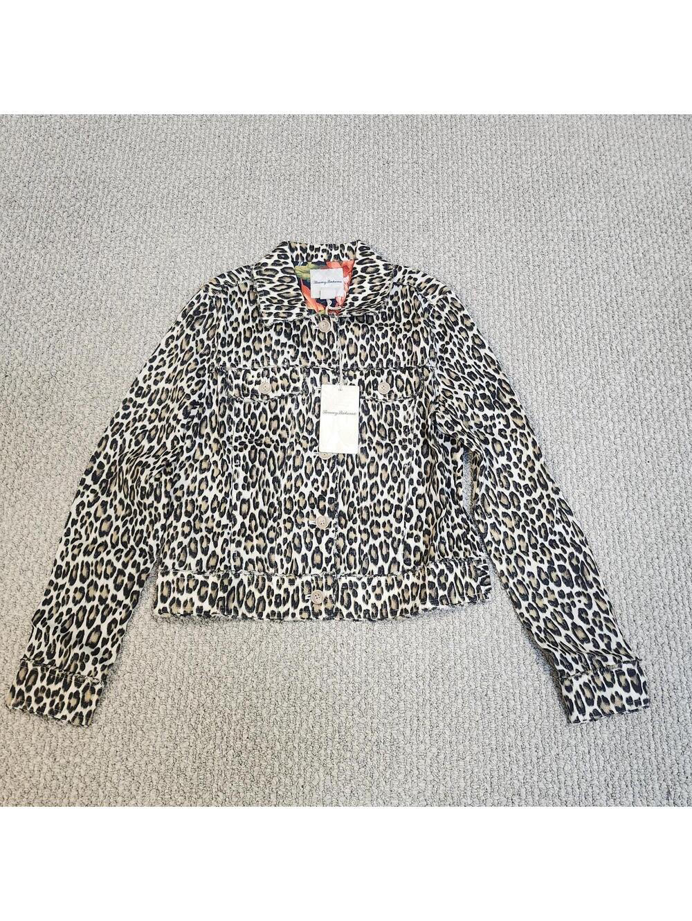 Tommy Bahama Two Palms Raw Edge Animal Print Button-Up Jacket XS NWT 100% Linen